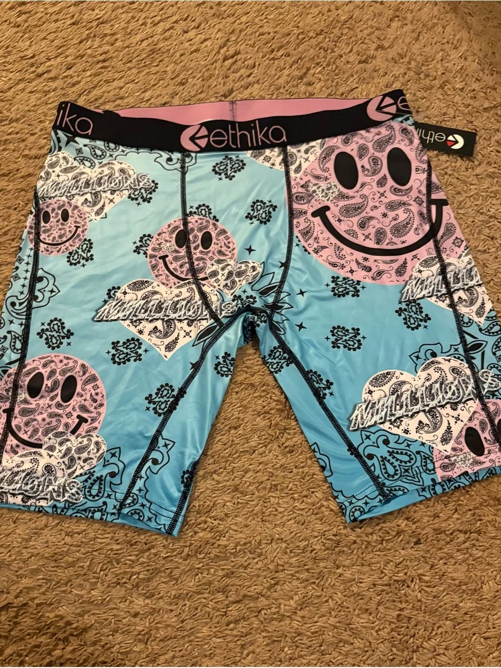 ethika Blue & Pink Paisley Smiley Boxer Briefs